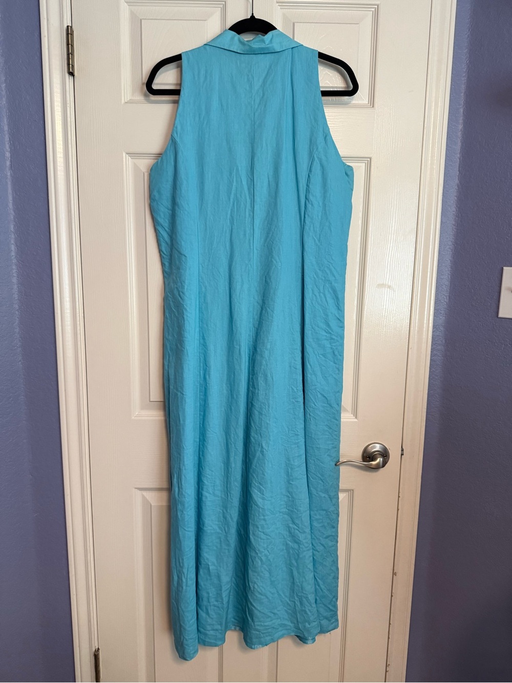 Merona Sleeveless Button-Front 100% Linen Maxi Dress in Aqua Blue - Picture 2 of 15